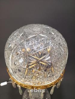 Cut Crystal Glass Lamp 26 OAH American Antique Parlor Lamp Style