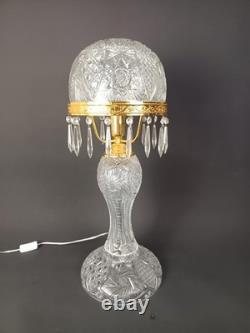 Cut Crystal Glass Lamp 26 OAH American Antique Parlor Lamp Style