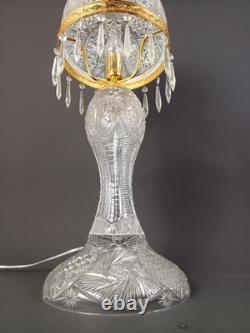 Cut Crystal Glass Lamp 26 OAH American Antique Parlor Lamp Style