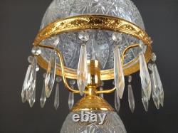 Cut Crystal Glass Lamp 26 OAH American Antique Parlor Lamp Style
