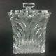 Cut Crystal Glass Square Waffle Bottom Cookie Jar Canister