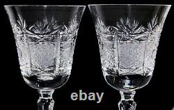 Cut Crystal Stem Wine GLASS Pineapple Pattern Mid Century 6.75 inch