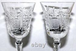 Cut Crystal Stem Wine GLASS Pineapple Pattern Mid Century 6.75 inch