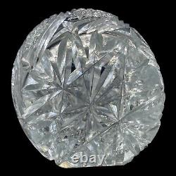 Cut Crystal Vase 15 Tall Buttons Daisies Stars and More Sawthooth Rim V405