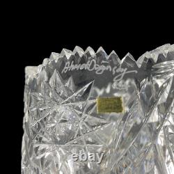 Cut Crystal Vase Artist Signed Large Brilliant Glass Bulb Vase BV100