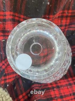 Cut Crystal Vase Etched Floral Pattern Heavy Clear Glass 8 Vintage Style