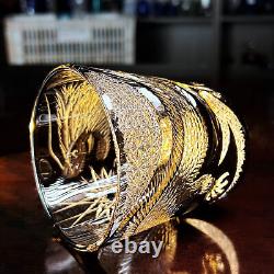 Cut Crystal Whiskey Glass Tumbler Edo Kiriko Drinkware Hand Cut 9oz Black