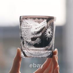Cut Crystal Whiskey Glass Tumbler Edo Kiriko Drinkware Hand Cut 9oz Black