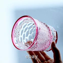 Cut Crystal Whiskey Glass Tumbler Edo Kiriko Drinkware Hand Cut Clear 9oz Pink