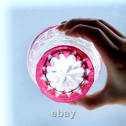 Cut Crystal Whiskey Glass Tumbler Edo Kiriko Drinkware Hand Cut Clear 9oz Pink