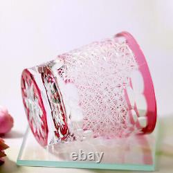 Cut Crystal Whiskey Glass Tumbler Edo Kiriko Drinkware Hand Cut Clear 9oz Pink