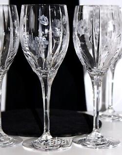 Cut Crystal Wine Glasses Grapes Leaves Deep Cut Crystal Set 6