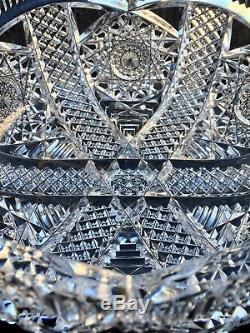 Cut Glass Bowl American Brilliant Era Cut Glass Crystal Signed Hawkes Beautiful