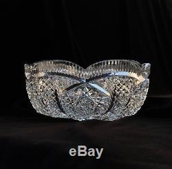 Cut Glass Bowl American Brilliant Era Cut Glass Crystal Signed Hawkes Beautiful