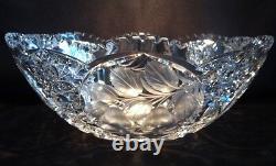 Cut Glass Bowl Intaglio 11 5/8 L x 7 1/2 W x 4 1/2 H