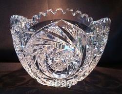 Cut Glass Bowl Intaglio 11 5/8 L x 7 1/2 W x 4 1/2 H