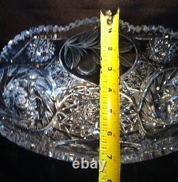 Cut Glass Bowl Intaglio 11 5/8 L x 7 1/2 W x 4 1/2 H