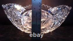 Cut Glass Bowl Intaglio 11 5/8 L x 7 1/2 W x 4 1/2 H