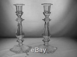 Cut Glass Candlesticks In Colonial By Bergen 100 Year Old Antique Crystal