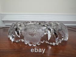 Cut Glass Crystal 8 Low Bowl Ft. American Brilliant 6-Pointed Star & Daisies