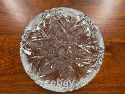 Cut Glass Crystal 8 Low Bowl Ft. American Brilliant 6-Pointed Star & Daisies
