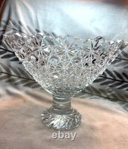 Cut Glass Crystal Russian Centerpiece Footed Punch Bowl Big Not ABP