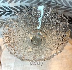 Cut Glass Crystal Russian Centerpiece Footed Punch Bowl Big Not ABP