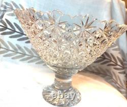 Cut Glass Crystal Russian Centerpiece Footed Punch Bowl Big Not ABP