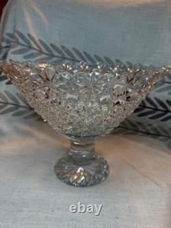 Cut Glass Crystal Russian Centerpiece Footed Punch Bowl Big Not ABP