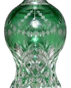 Cut Glass DECANTER, Cologne, Rock Crystal, Elegant, Green to Clear, 8t