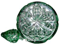 Cut Glass DECANTER, Cologne, Rock Crystal, Elegant, Green to Clear, 8t
