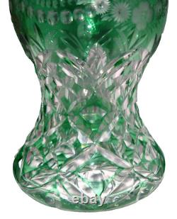 Cut Glass DECANTER, Cologne, Rock Crystal, Elegant, Green to Clear, 8t