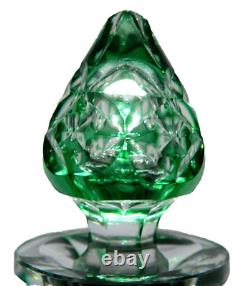 Cut Glass DECANTER, Cologne, Rock Crystal, Elegant, Green to Clear, 8t