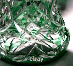 Cut Glass DECANTER, Cologne, Rock Crystal, Elegant, Green to Clear, 8t