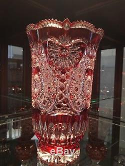 Cut To Clear Red Crystal Vase
