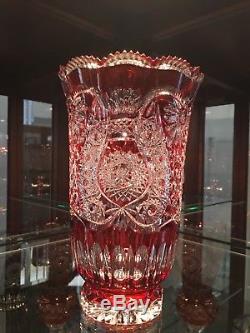Cut To Clear Red Crystal Vase