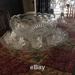 Cut crystal Punch Bowl And Cups
