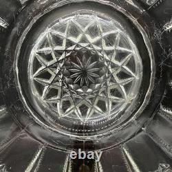 Cut crystal glass plate with radial diamond pattern