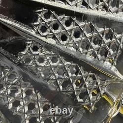 Cut crystal glass plate with radial diamond pattern