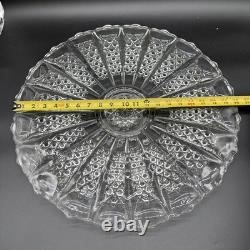 Cut crystal glass plate with radial diamond pattern