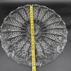 Cut crystal glass plate with radial diamond pattern