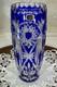 Cut to Clear Glass Crystal Maison Wurm France 10 Cobalt Blue Vase Bohemian Sty