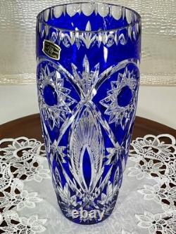 Cut to Clear Glass Crystal Maison Wurm France 10 Cobalt Blue Vase Bohemian Sty