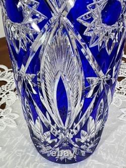 Cut to Clear Glass Crystal Maison Wurm France 10 Cobalt Blue Vase Bohemian Sty