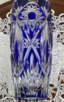 Cut to Clear Glass Crystal Maison Wurm France 10 Cobalt Blue Vase Bohemian Sty
