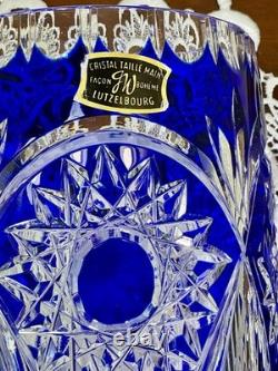 Cut to Clear Glass Crystal Maison Wurm France 10 Cobalt Blue Vase Bohemian Sty