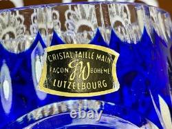 Cut to Clear Glass Crystal Maison Wurm France 10 Cobalt Blue Vase Bohemian Sty