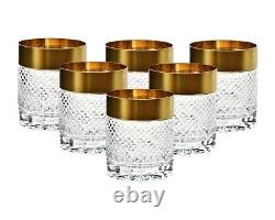 Czech Bohemian Crystal Glass Handmade whiskey glass- 6 pcs gold and cut