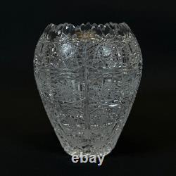 Czech Bohemian Queen Lace Cut Crystal Glass Vase Hand Cut Vintage Decor 4,5