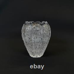Czech Bohemian Queen Lace Cut Crystal Glass Vase Hand Cut Vintage Decor 4,5